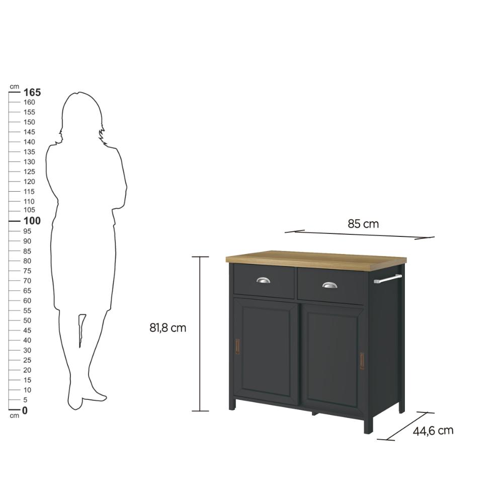 Aparador Buffet Ditália 2 Gavetas 2 Portas BA-145 Preto