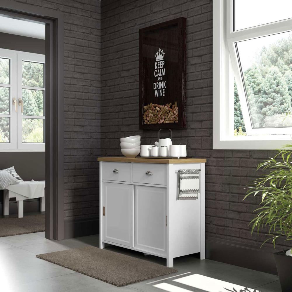 Aparador Buffet Ditália 2 Gavetas 2 Portas Branco BA-145