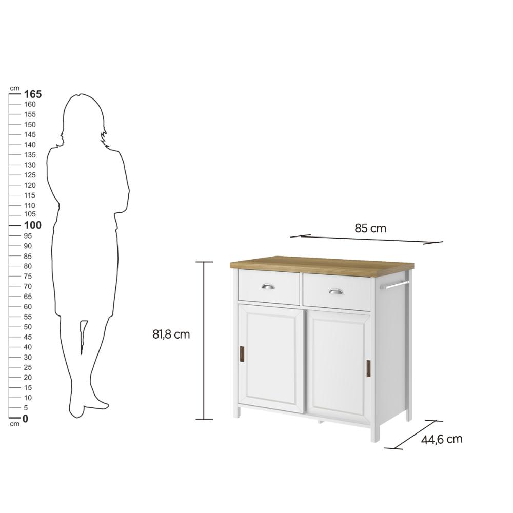 Aparador Buffet Ditália 2 Gavetas 2 Portas Branco BA-145