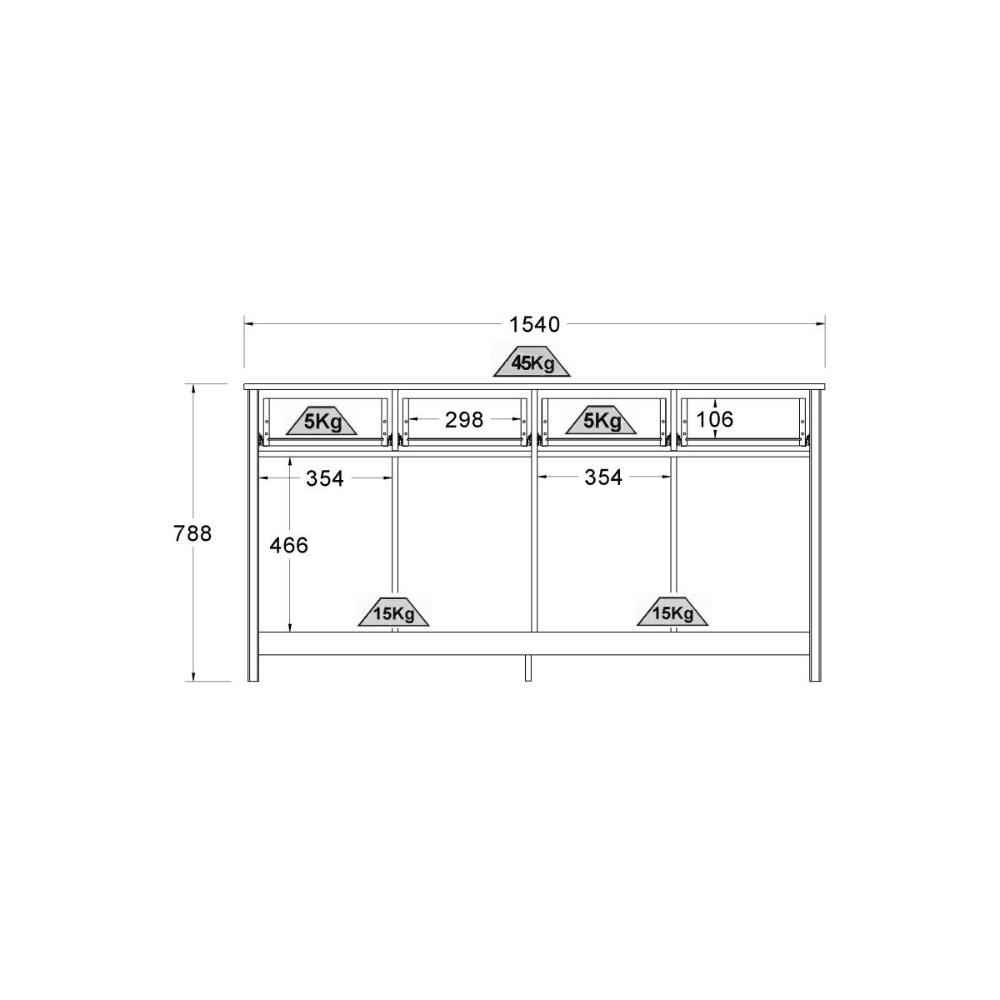 Aparador Buffet Ditália 4 Portas 4 Gavetas R-626 Preto