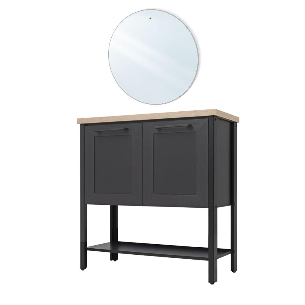 Aparador Buffet Ditália C/ Espelho 2 Portas BN-02 Cor:Preto