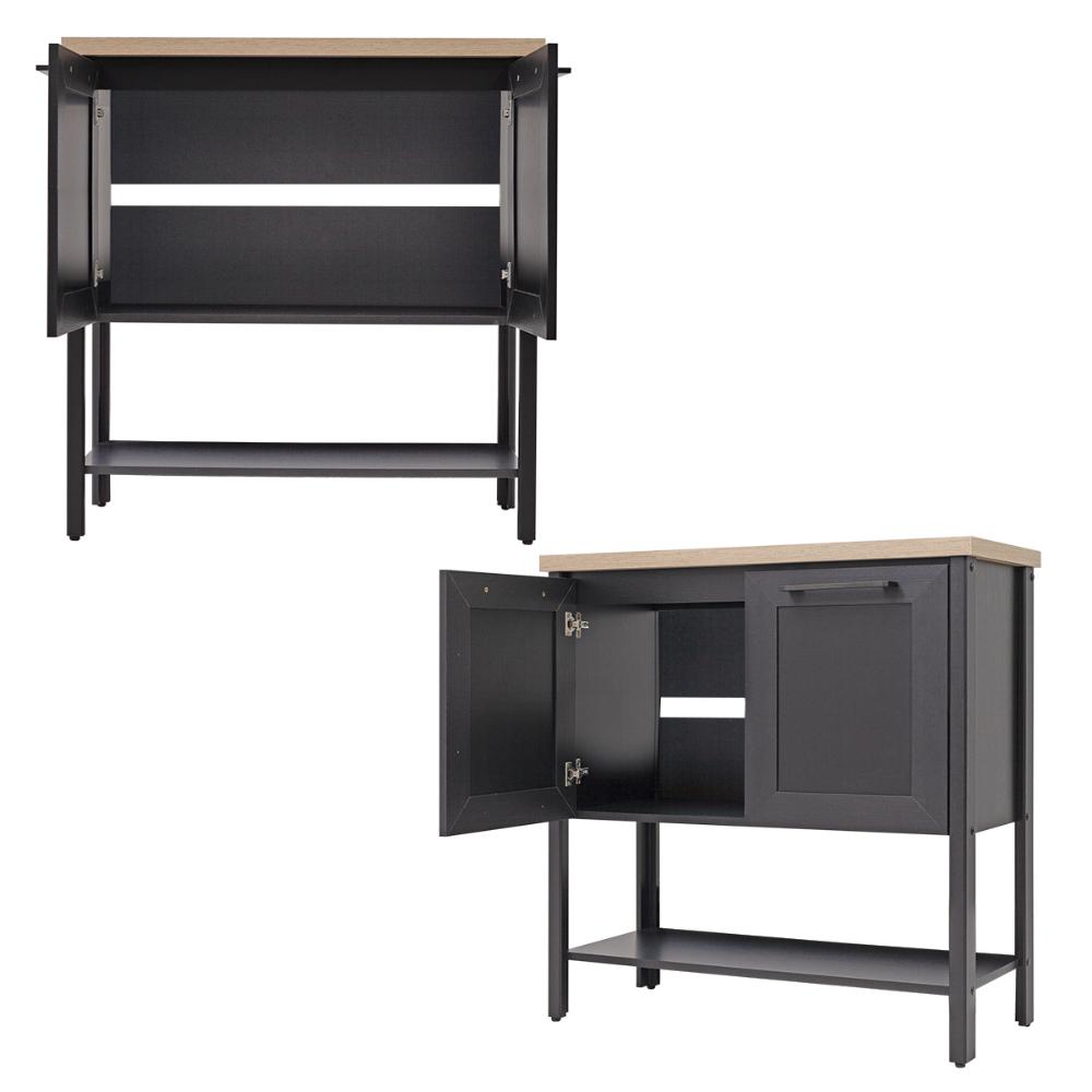 Aparador Buffet Ditália C/ Espelho 2 Portas BN-02 Cor:Preto