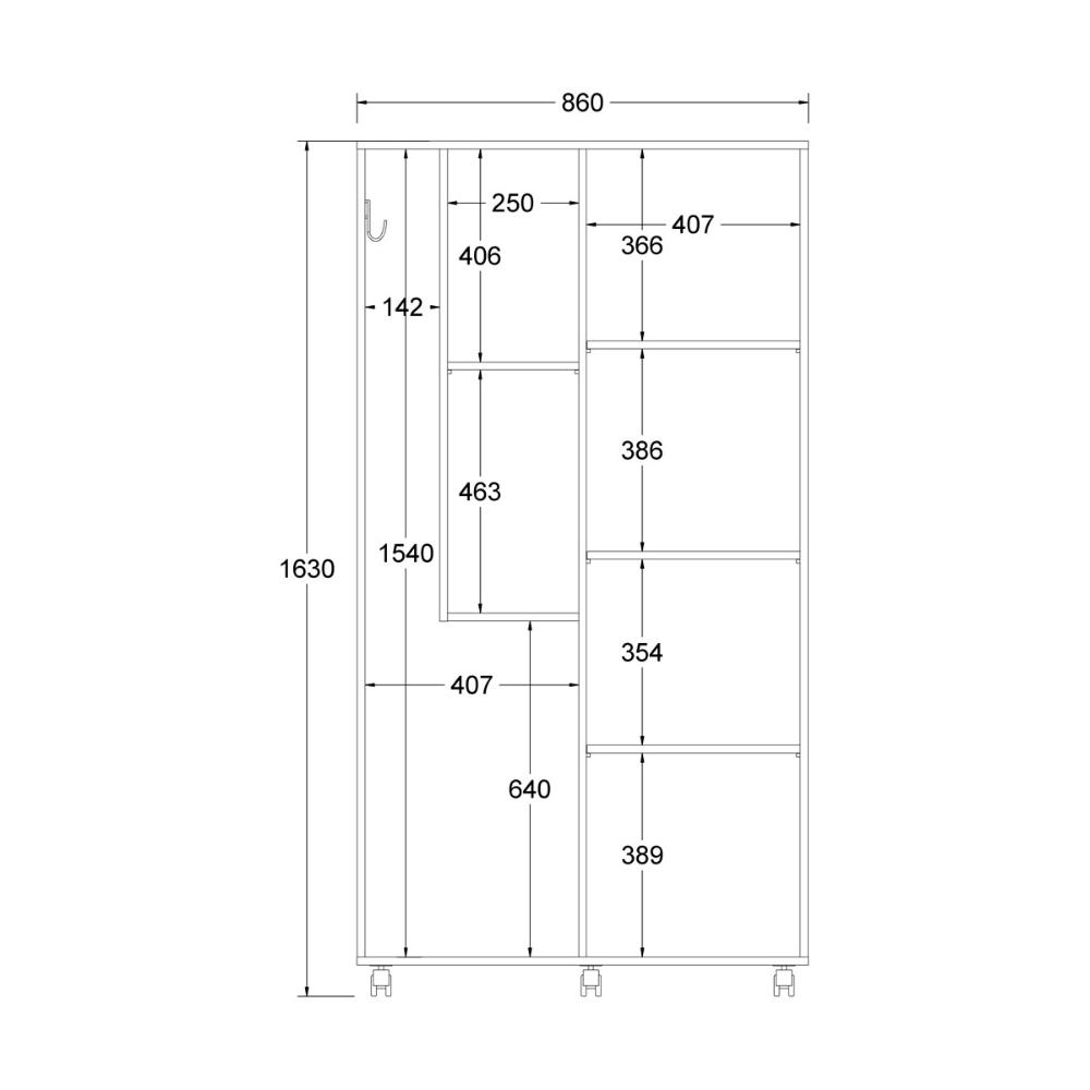 Armário Multiuso Ditália 2 Portas com Rodízios AR-70 Branco