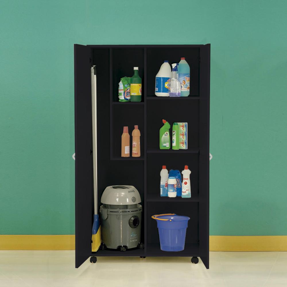 Armário Multiuso Ditália 2 Portas com Rodízios AR-70 Preto