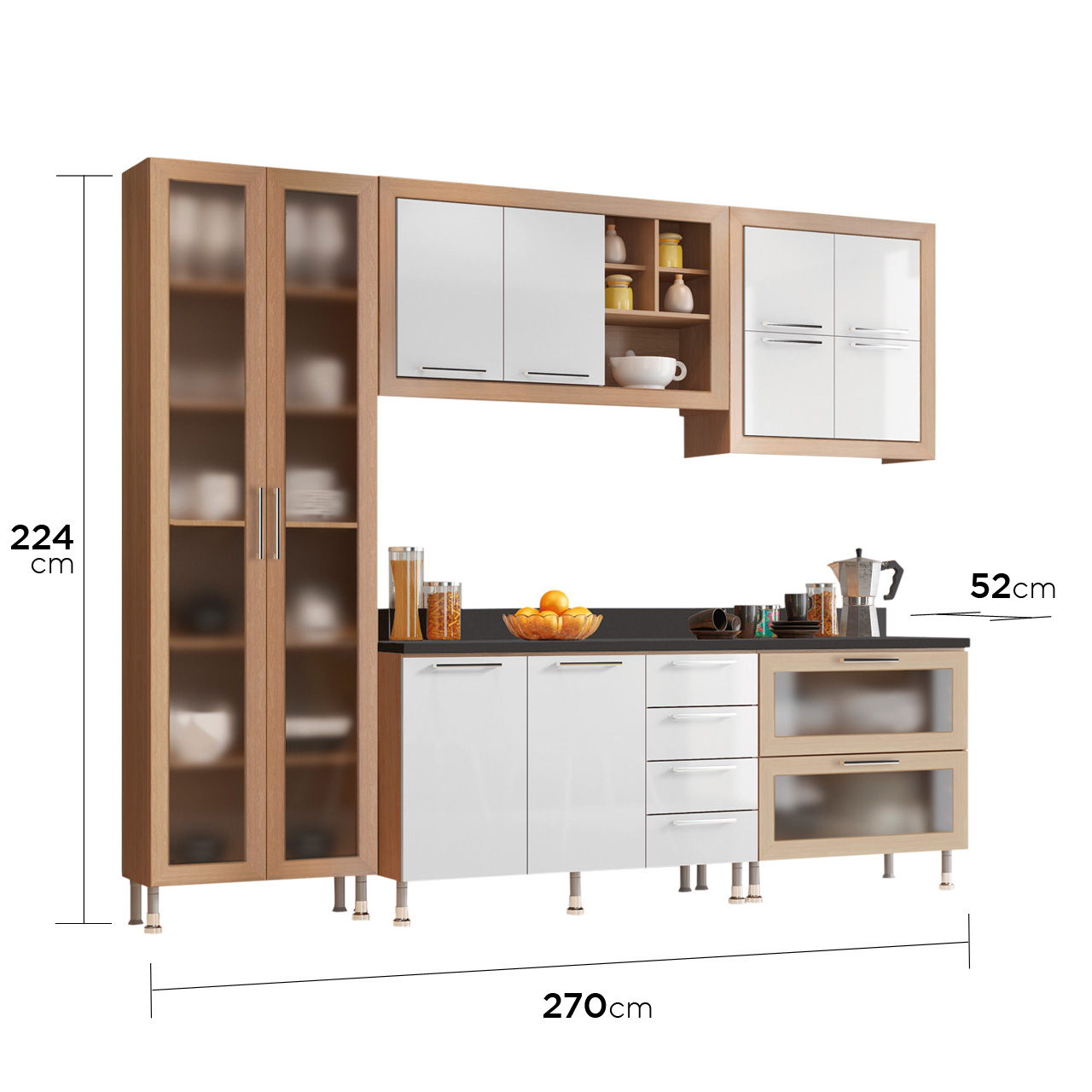 Armário de Cozinha Completo Ditália Aspen 5 Peças CV/BR A10