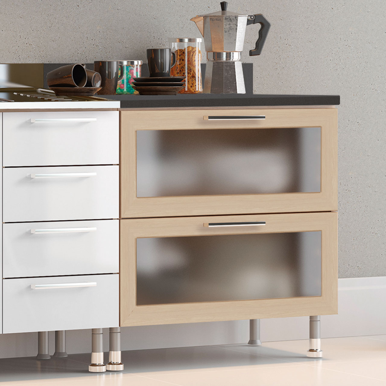 Armário de Cozinha Ditália Aspen 5 Peças Carvalho/Branco A10