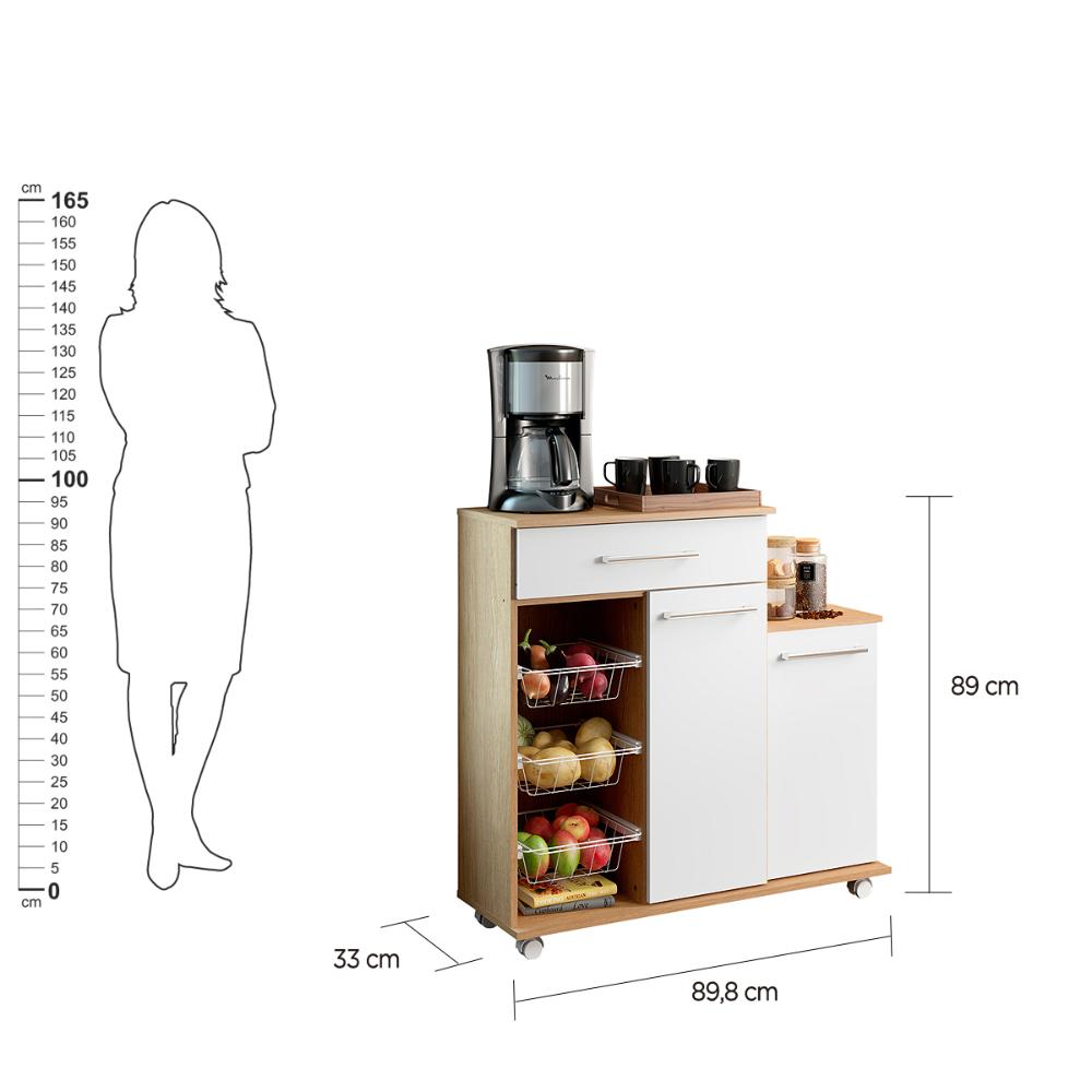 Balcão Fruteira Multiuso Ditália MF-185 Carvalho/Branco