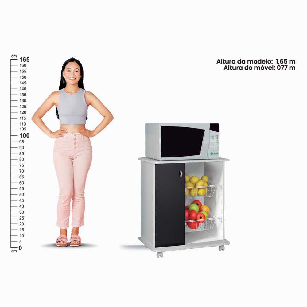 Balcão Fruteira Multiuso Ditália MF-95 Branco/Preto