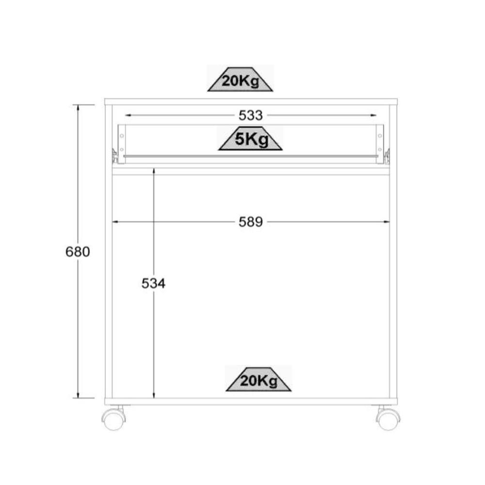 Balcão Micro-ondas Ditália 2 Portas 1 Gaveta BA-35 Branco