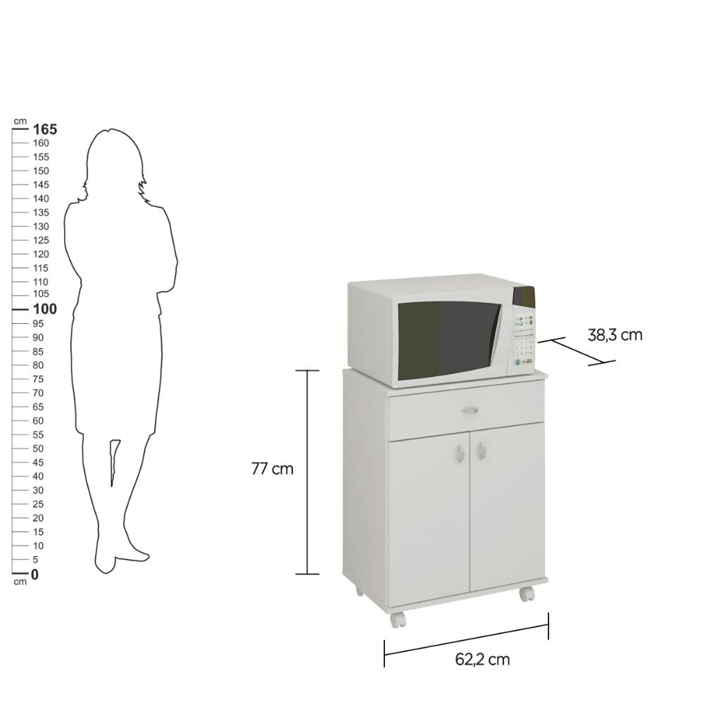 Balcão Micro-ondas Ditália 2 Portas 1 Gaveta BA-35 Branco