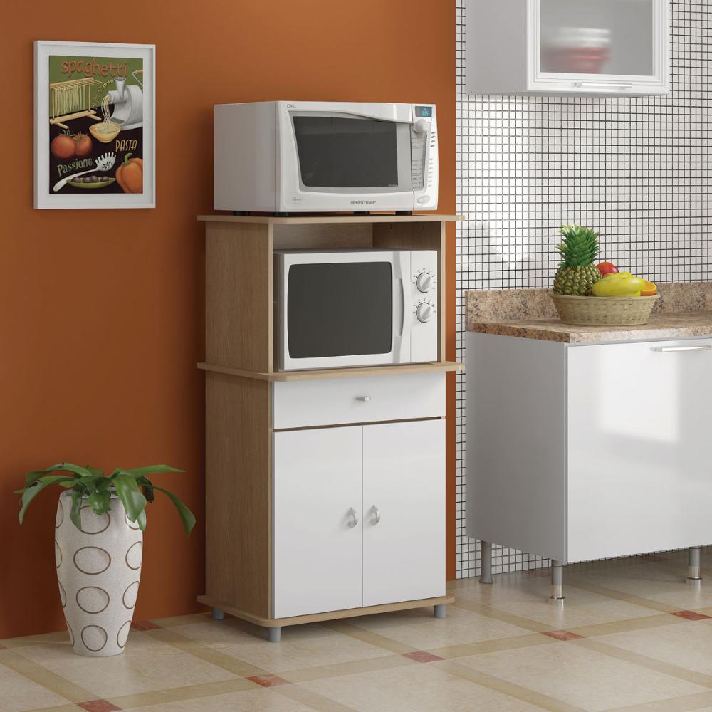 Balcão Micro-ondas Ditália 2 Portas BA-30 Carvalho/Branco