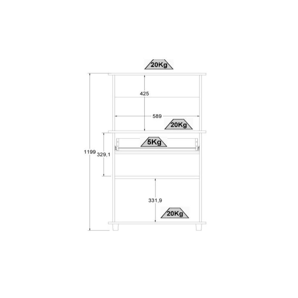 Balcão Micro-ondas Ditália 2 Portas BA-30 Carvalho/Branco