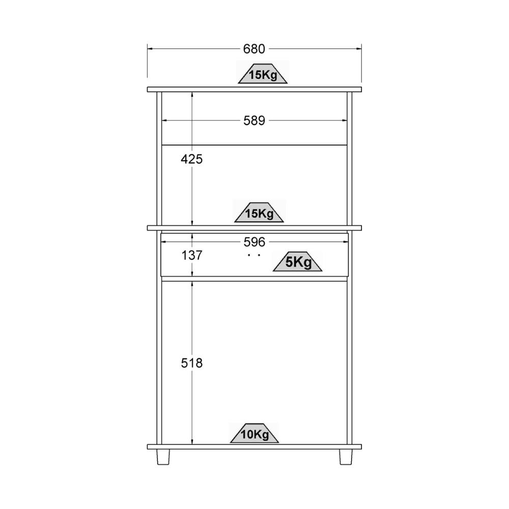 Balcão Micro-ondas Ditália 2 Portas BA-30 Carvalho/Preto