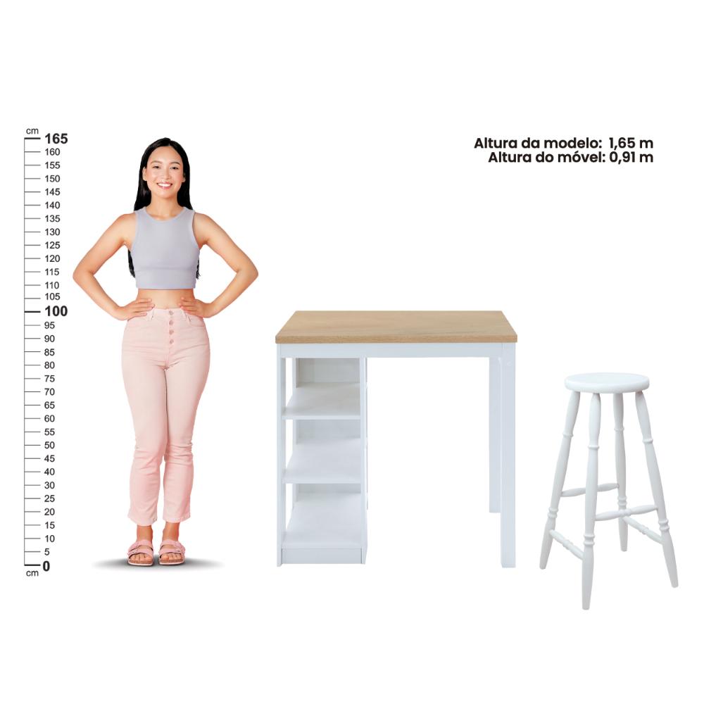 Bancada Cozinha Gourmet Ditália Com 2 Banquetas CD-1022 cor:branco