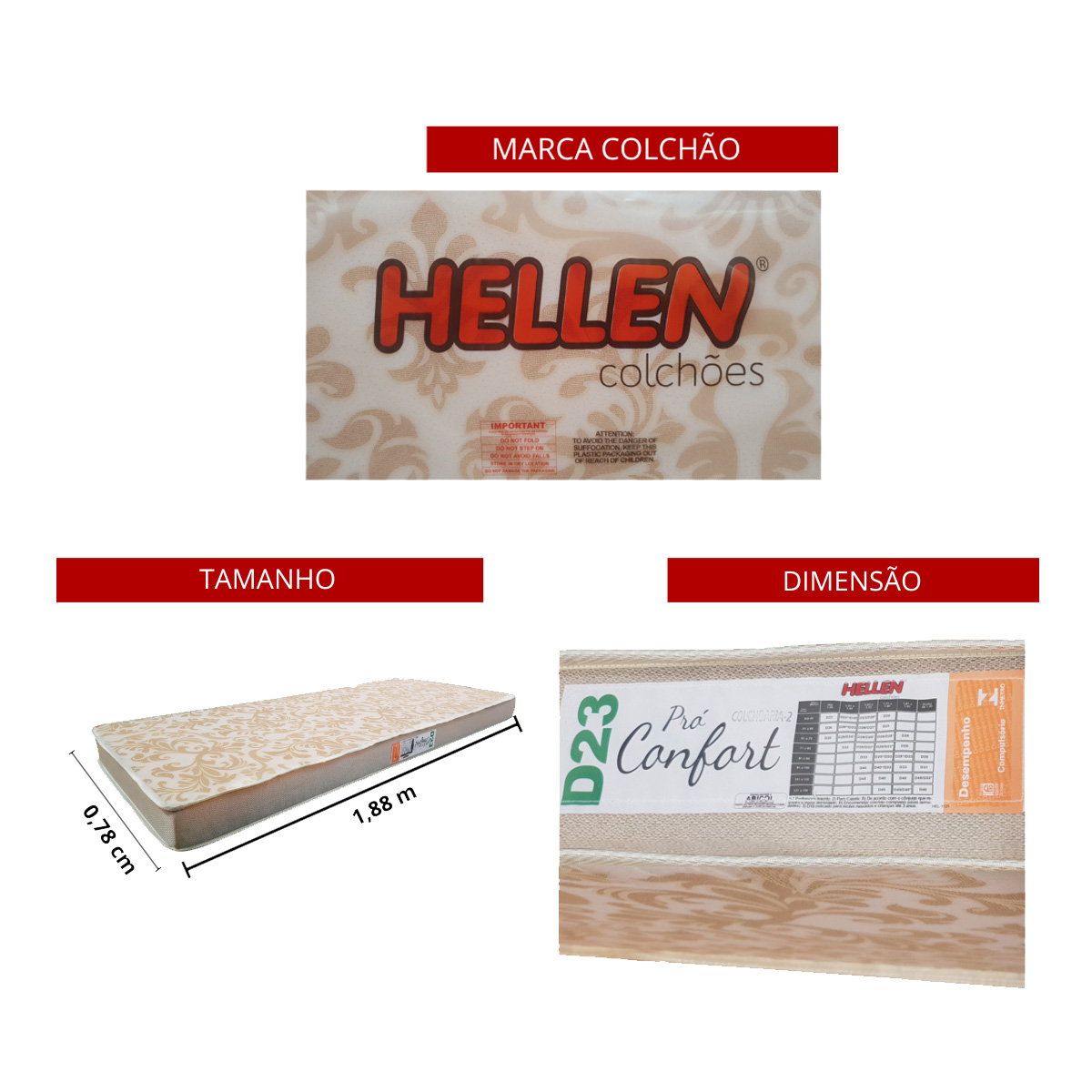 Beliche Cama Aux C/ 3 Colchões Ditália Treliche CM-15 Preto