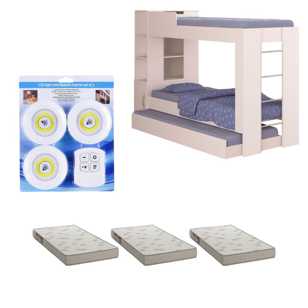 Beliche Ditália Cama Aux c/colchões+ Kit luz CM-15 COR:branco