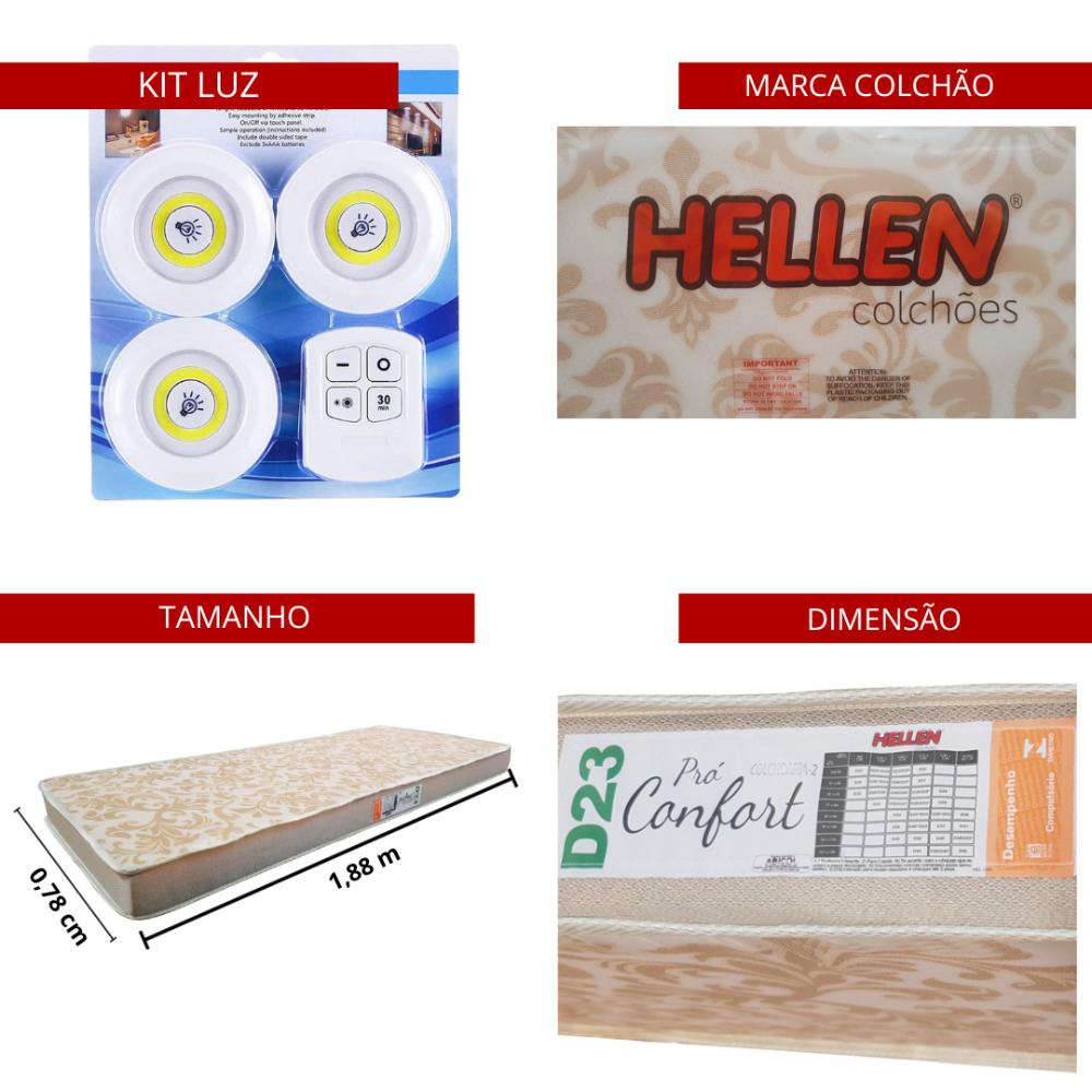 Beliche Ditália Cama Aux c/colchões+ Kit luz CM-15 COR:branco