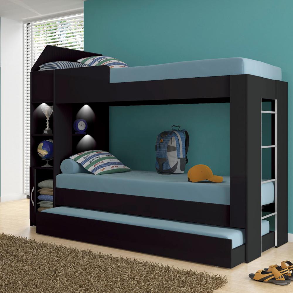 Beliche Ditália Cama Auxiliar com kit luz CM-15 COR:preto