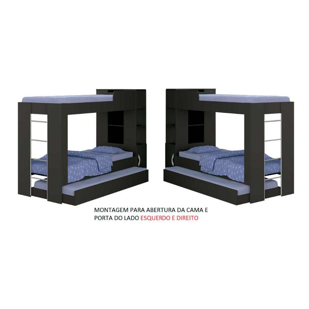 Beliche Ditália Cama Auxiliar com kit luz CM-15 COR:preto