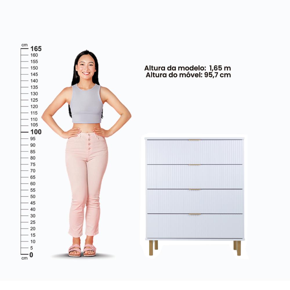 Cômoda Ditália 4 Gavetas DM-239 cor:branco