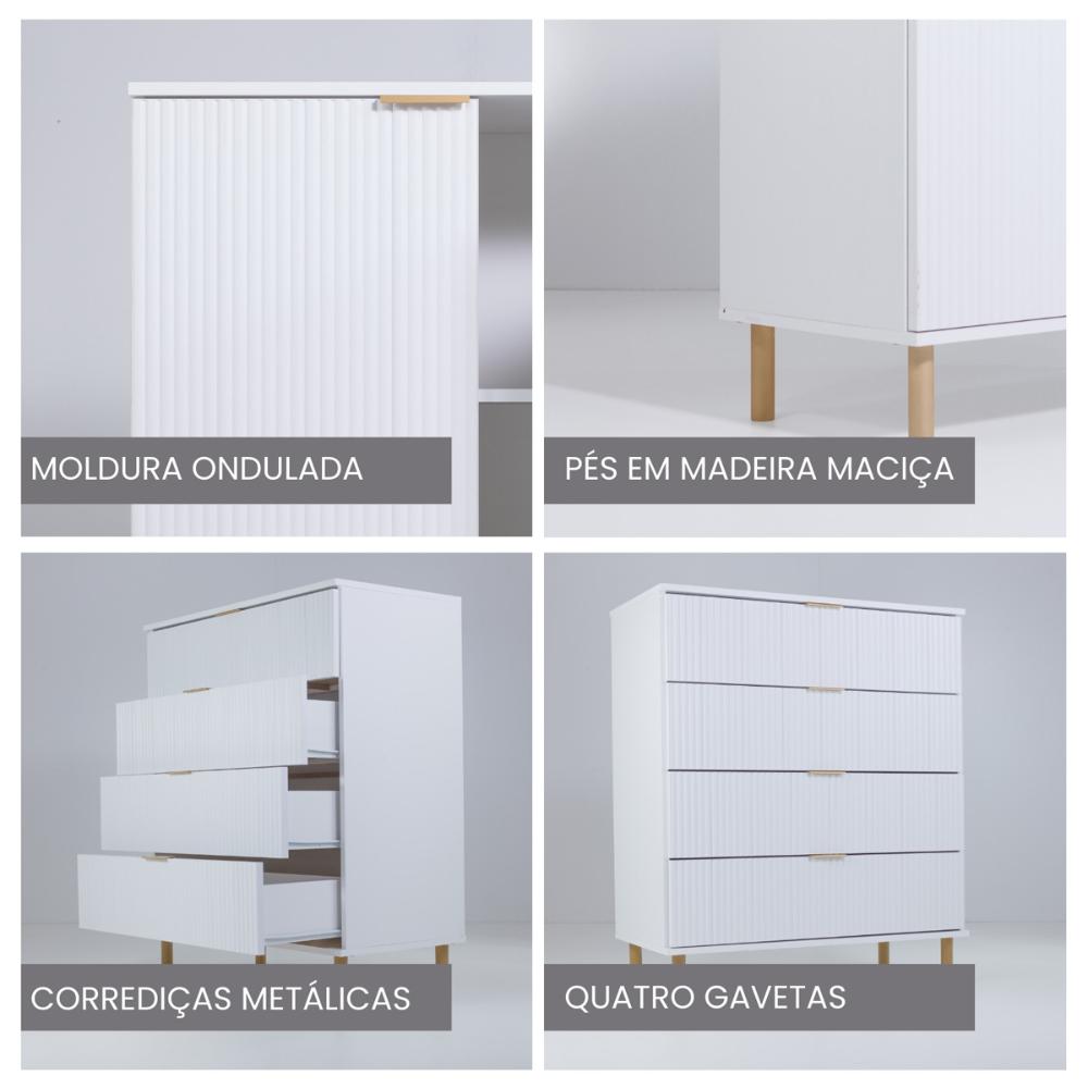 Cômoda Ditália 4 Gavetas DM-239 cor:branco