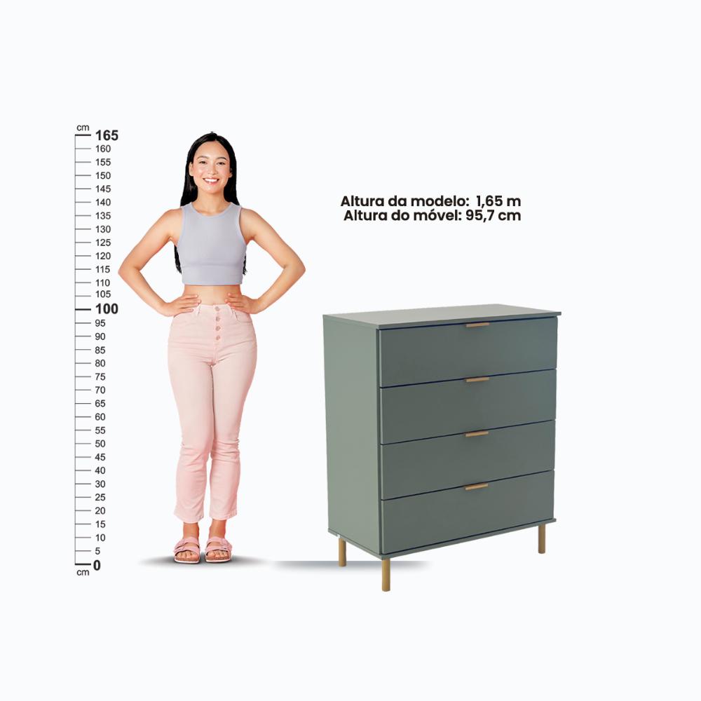 Cômoda Ditália 4 Gavetas DM-242 Verde Oliva