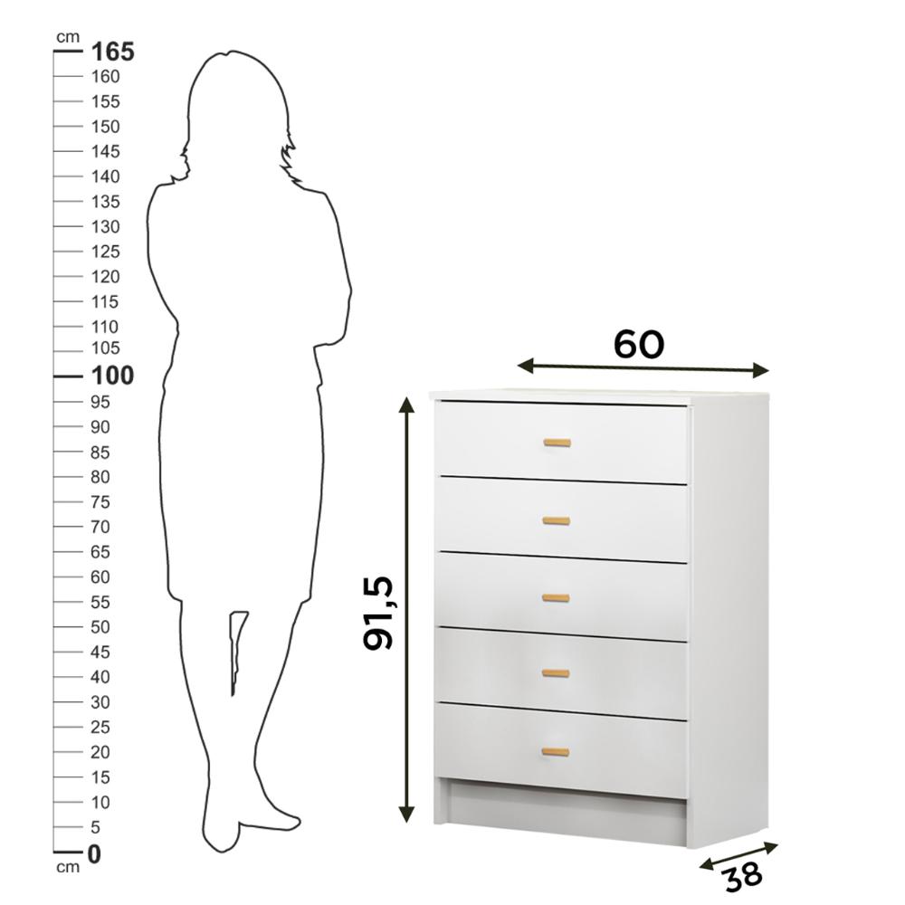 Cômoda Ditália 5 Gavetas BB-120 Branco