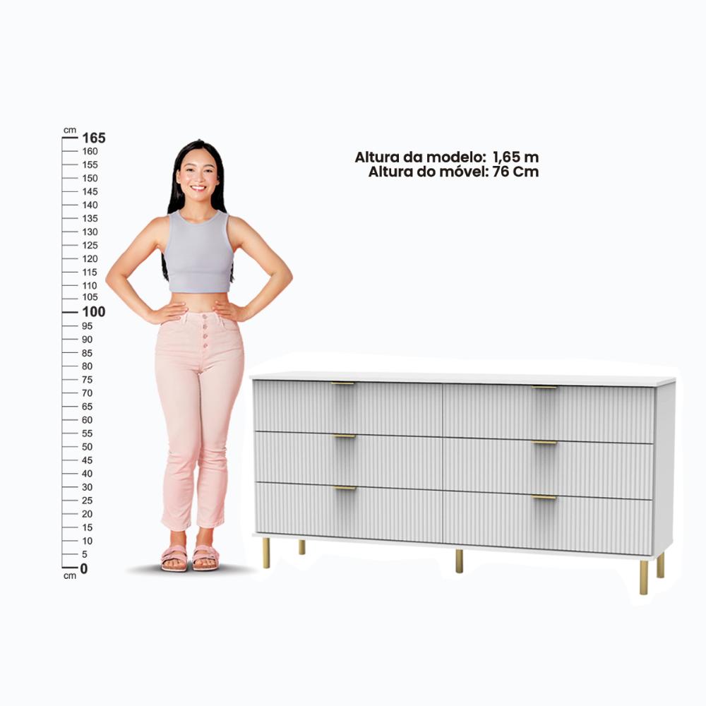 Cômoda Ditália 6 Gavetas DM-240 cor:branco