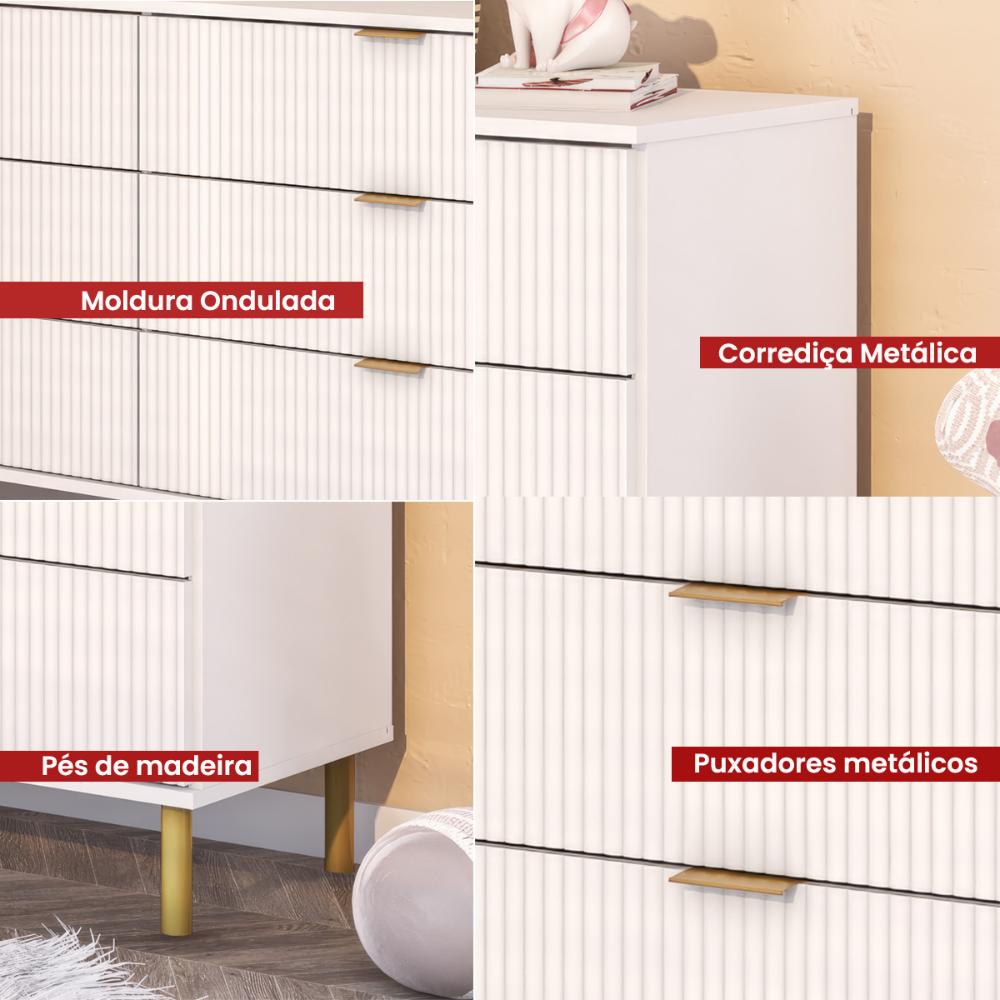 Cômoda Ditália 6 Gavetas DM-240 cor:branco