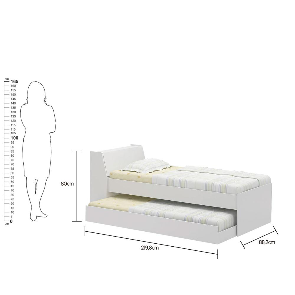 Cama Solteiro Bicama Ditália BB-28 Branco