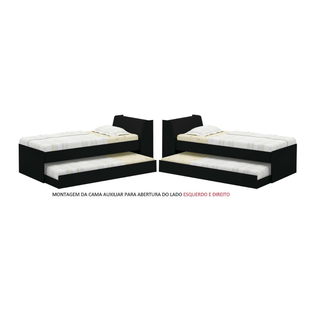 Cama Solteiro Bicama Ditália BB-28 Preto