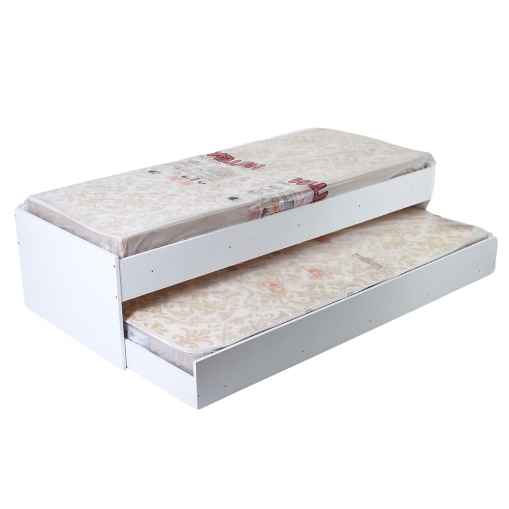 Cama Solteiro Bicama Ditália com Colchões CM-20 cor:Branco