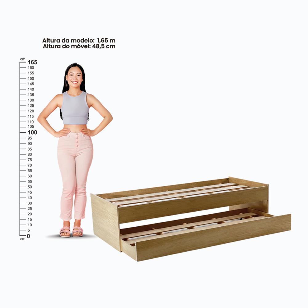 Cama Solteiro Bicama Ditália com Colchões CM-20 cor:Riviera