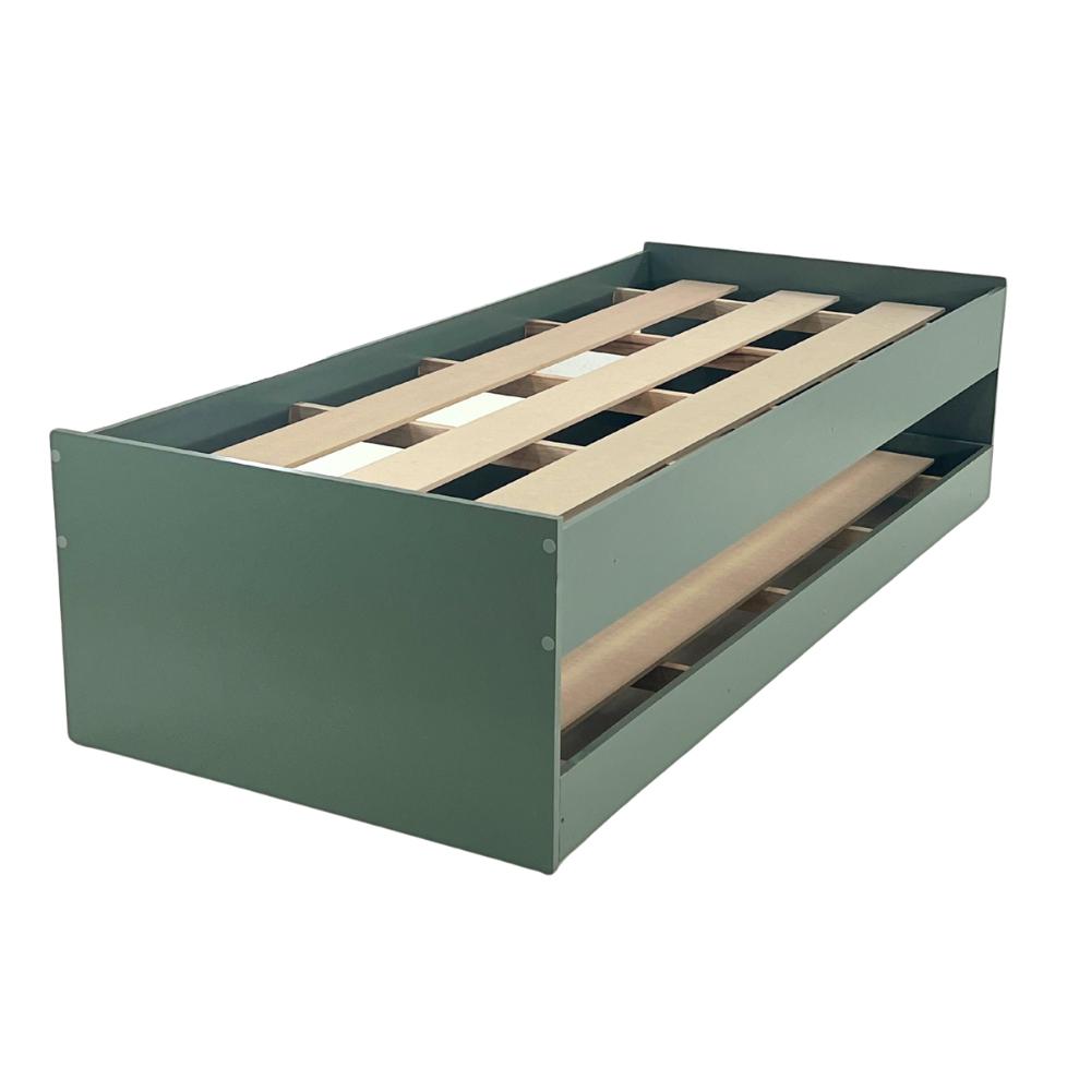 Cama Solteiro Bicama Ditália com Colchões CM-20 cor:Verde Oliva