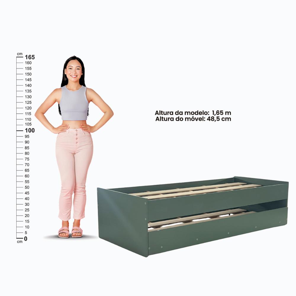 Cama Solteiro Bicama Ditália com Colchões CM-20 cor:Verde Oliva