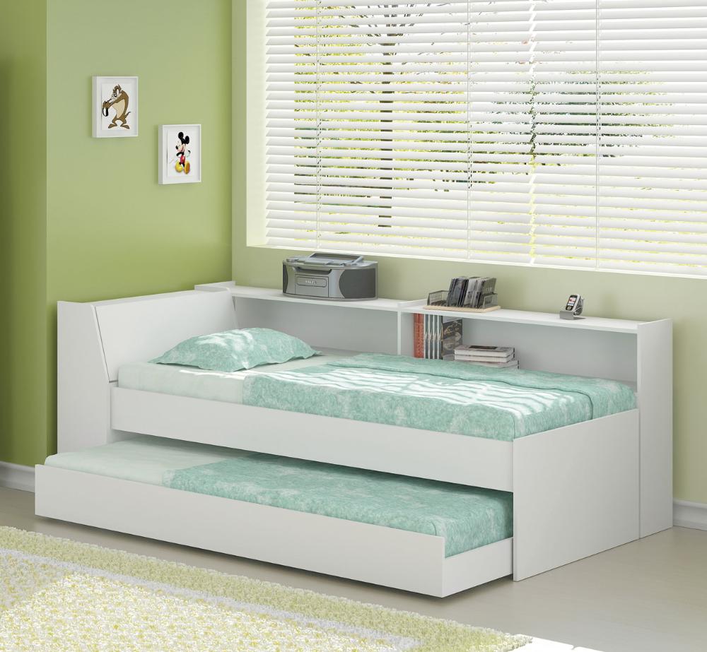 Cama Solteiro Bicama Est C/ 2 Colchões Ditália BB2829 Branco