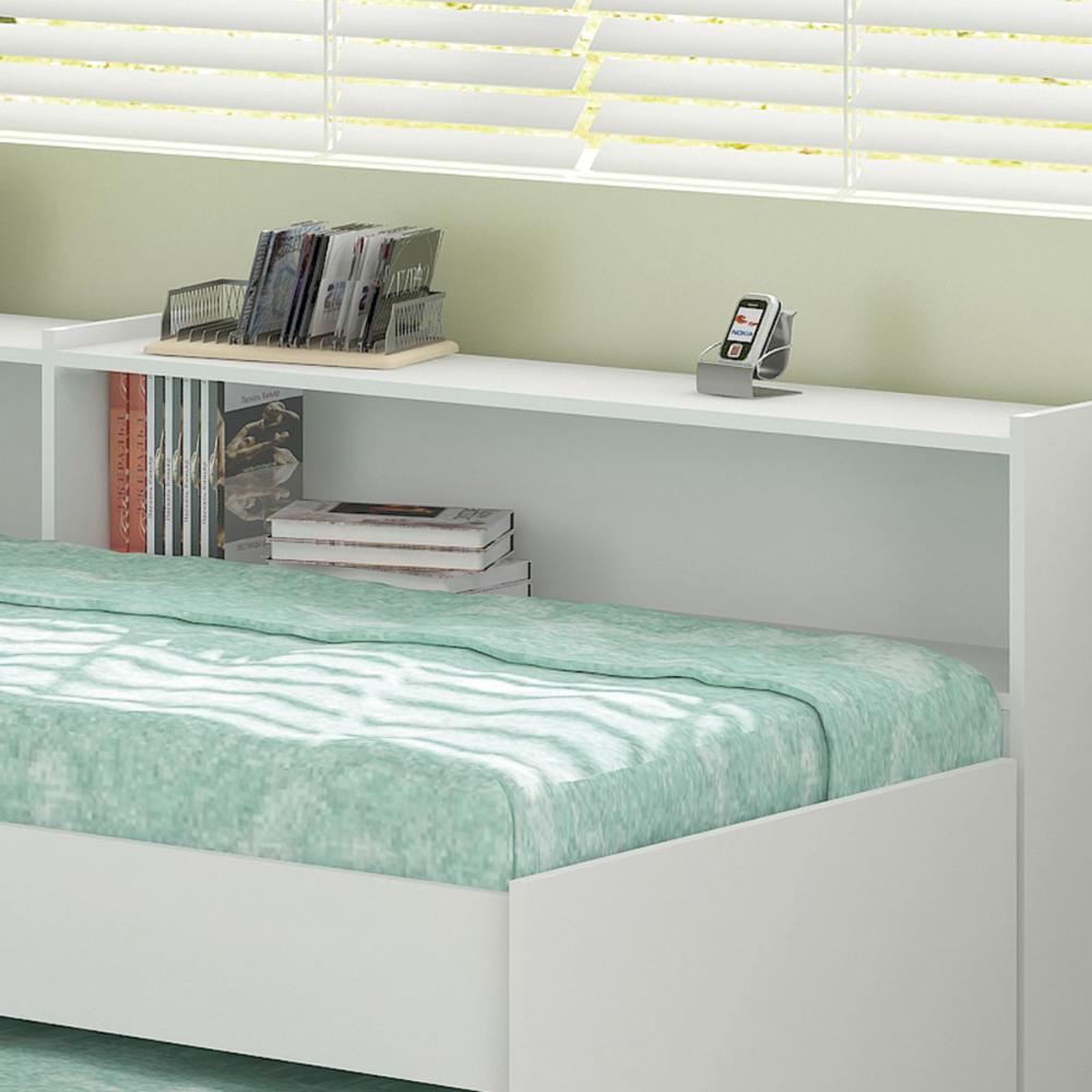 Cama Solteiro Bicama com Estante Ditália BB-28-29 Branco