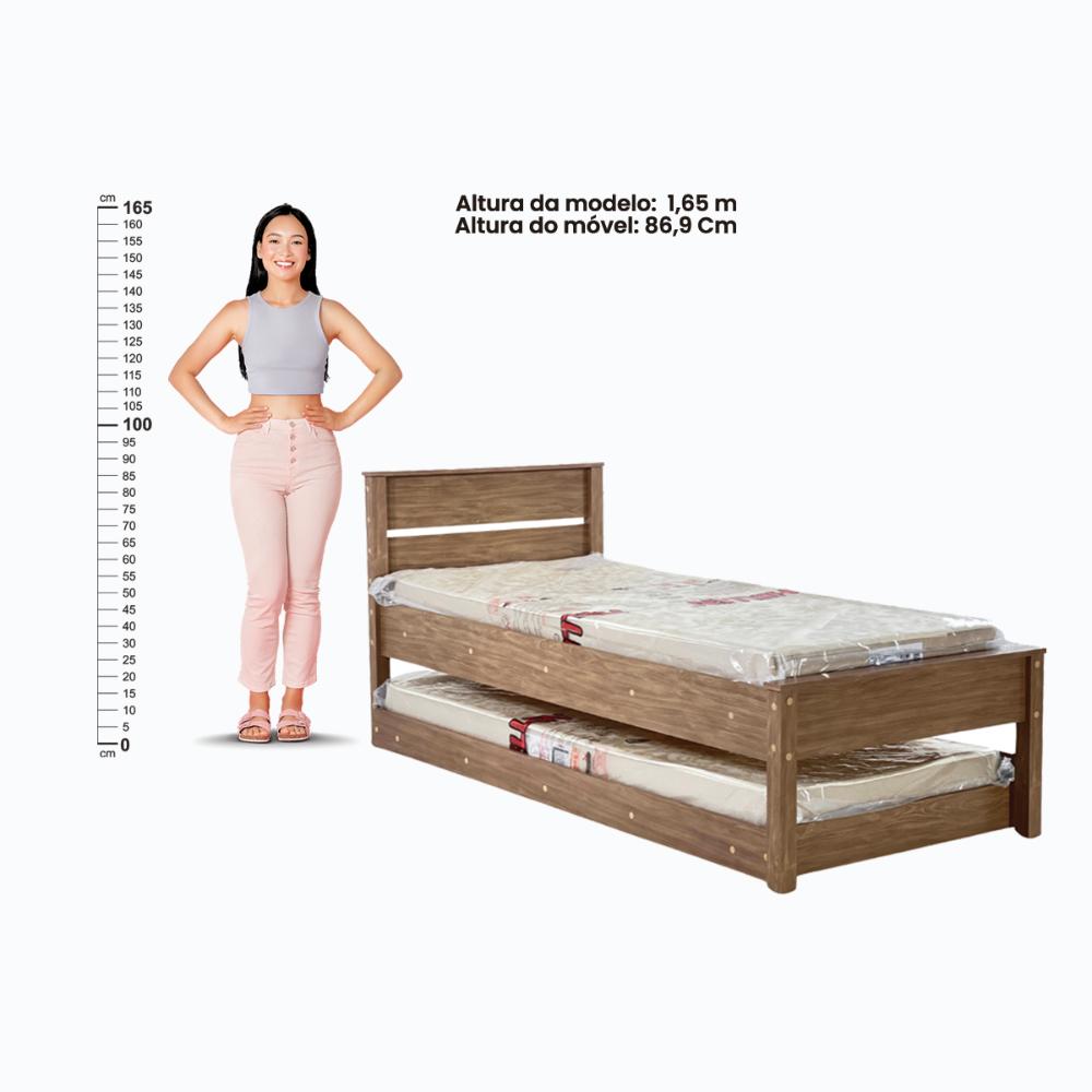 Cama Solteiro Ditália Cama Aux+2Colch CM22 CM23 COR:Diamond