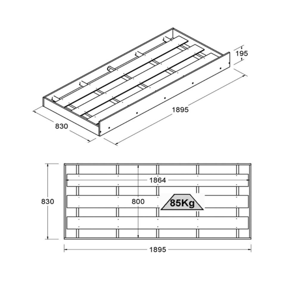 Cama Solteiro Ditália Cama Aux+2Colch CM22 CM23 COR:Diamond