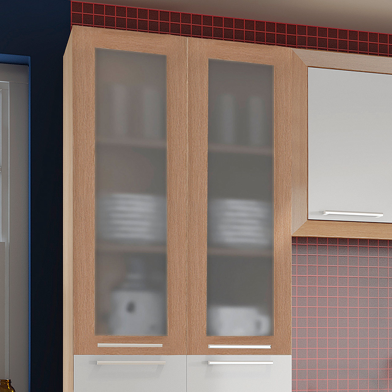 Cozinha Compacta Ditália Aspen 4 Peças Carvalho/Branco A45