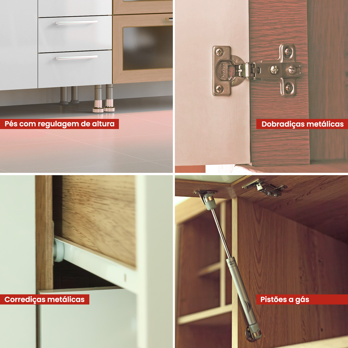 Cozinha Ditália Aspen com tampos Carv/Branco A58