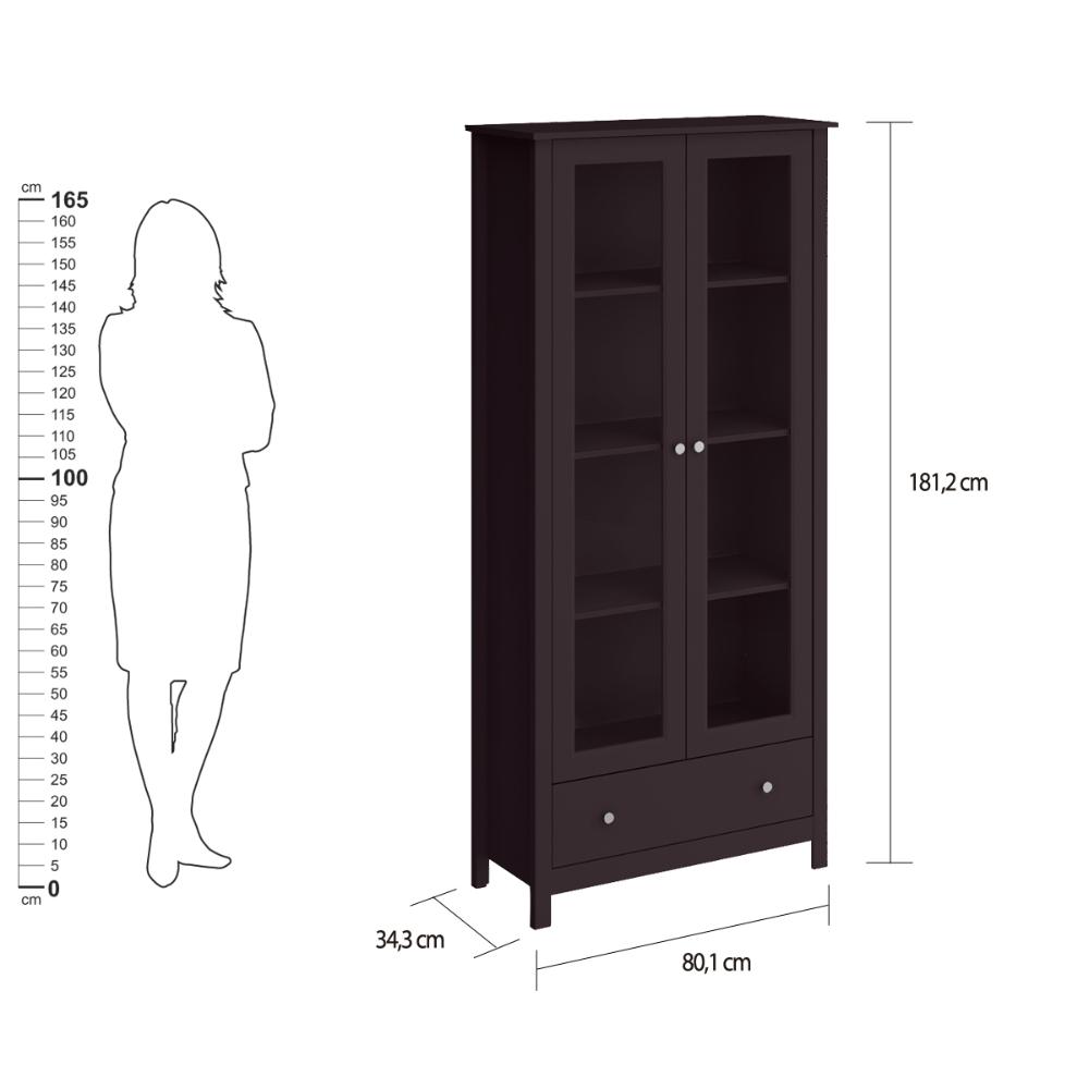 Cristaleira Ditália 2 Portas 1 Gaveta E-954 Preto