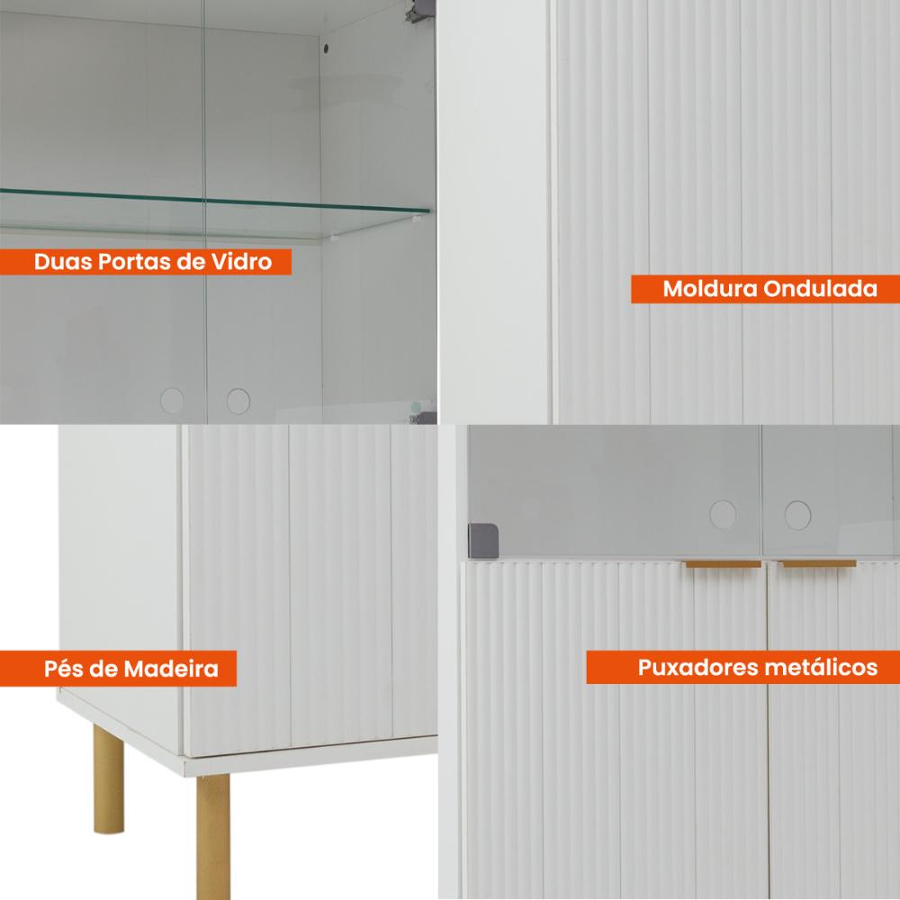 Cristaleira Ditália 4 Portas E-964 cor:branco