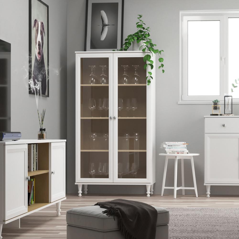 Cristaleira Estante Para Livros Ditália 2 Portas Vidro E-957 Cor:Branco