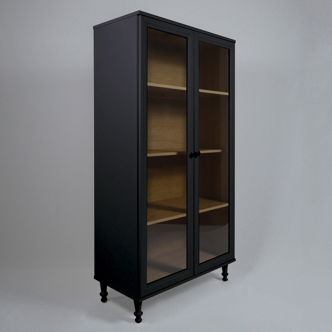 Cristaleira Estante Para Livros Ditália 2 Portas Vidro E-957 Cor:Preto