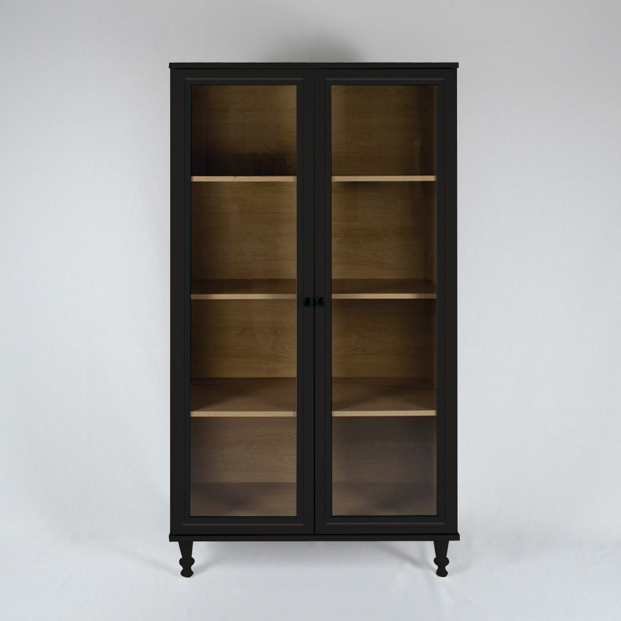Cristaleira Estante Para Livros Ditália 2 Portas Vidro E-957 Cor:Preto