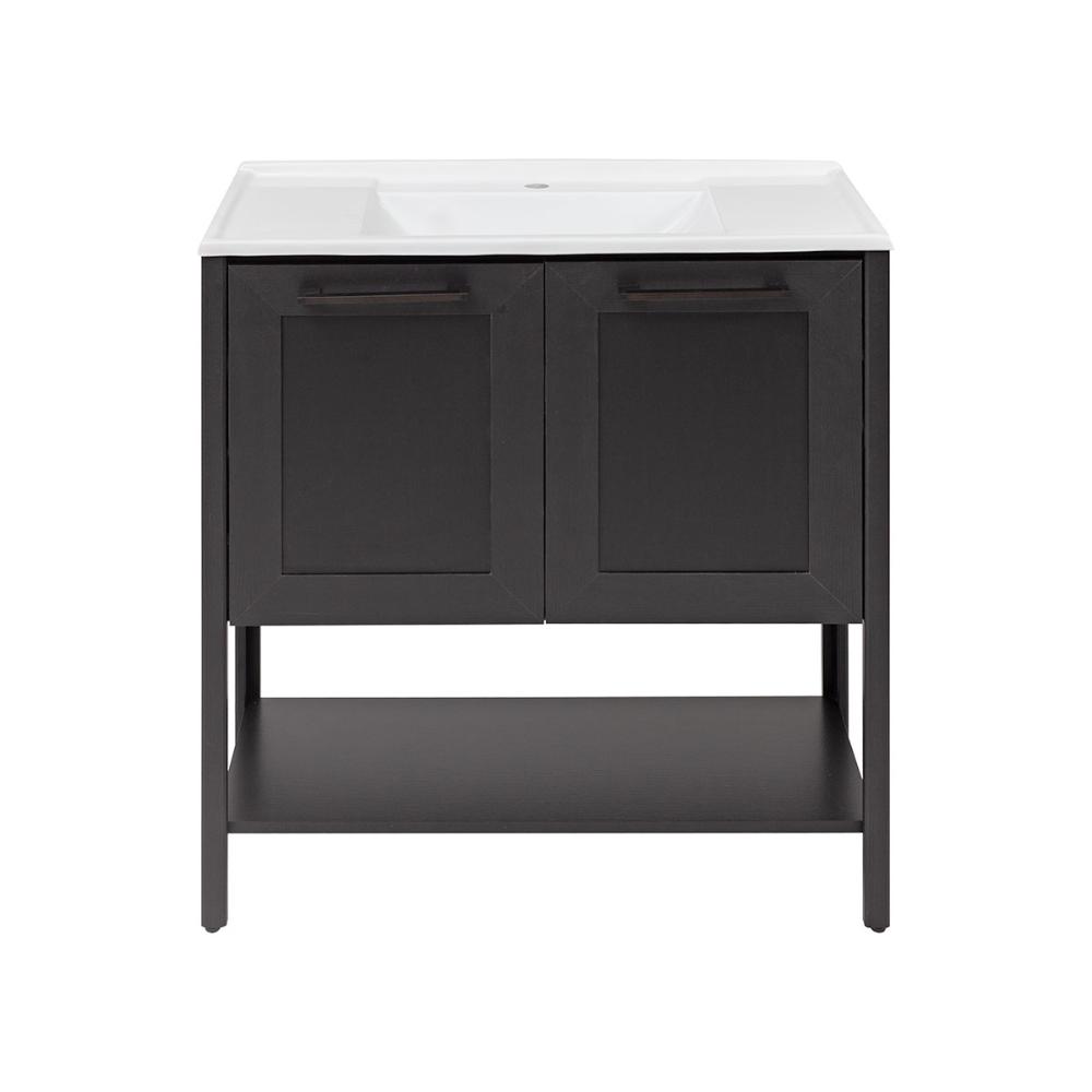 Gabinete Armário Banheiro Ditália 2 Portas Com Pia BN-02 cor:preto
