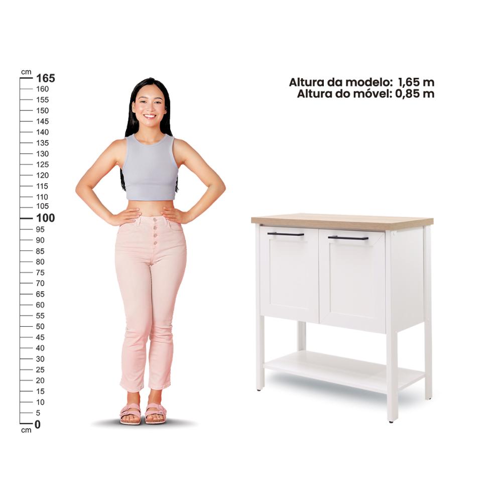Gabinete Armário Banheiro Ditália 2 Pt c/ Tampo BN-02 Cor:Branco