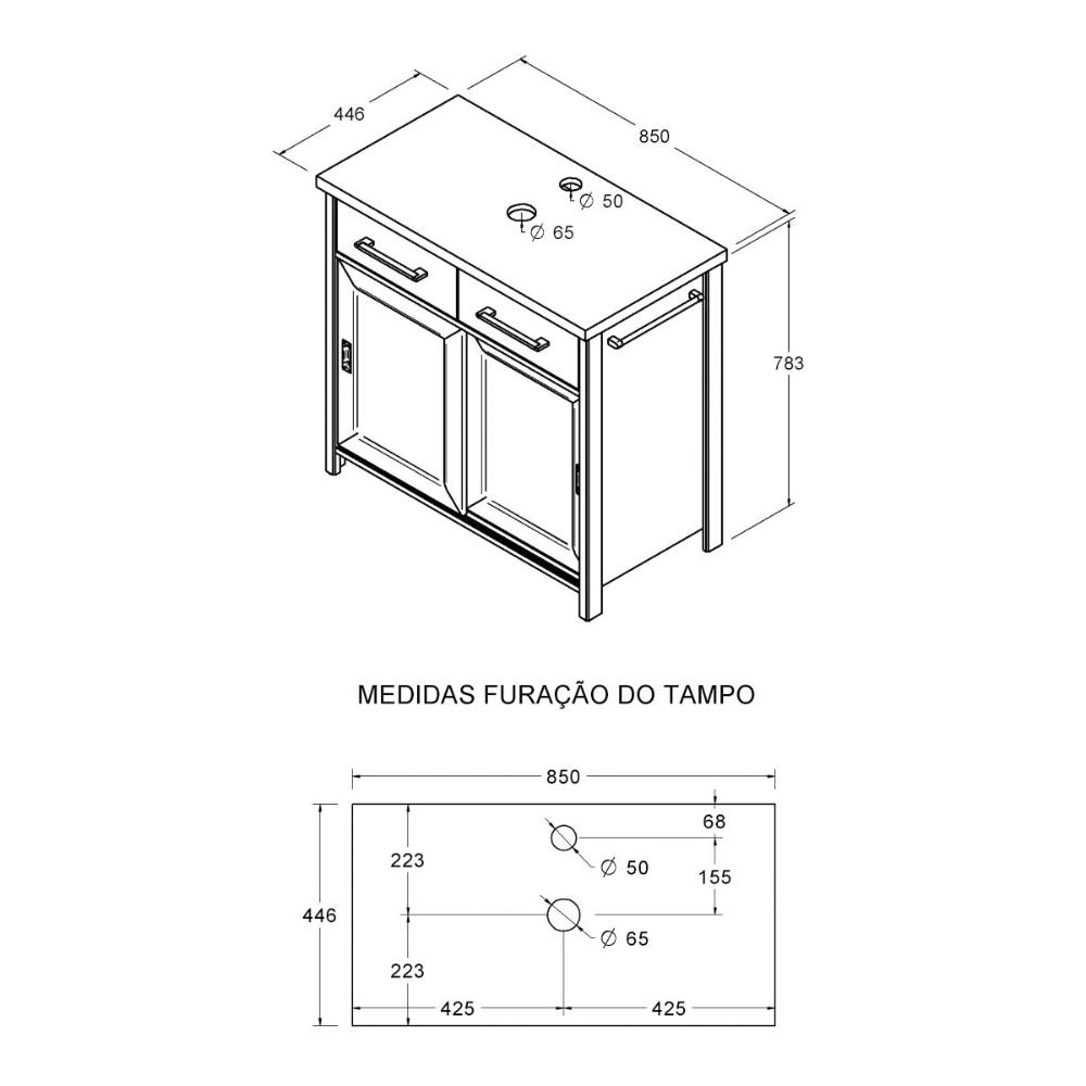 Gabinete Armário Banheiro Ditália BN-04 cor:branco