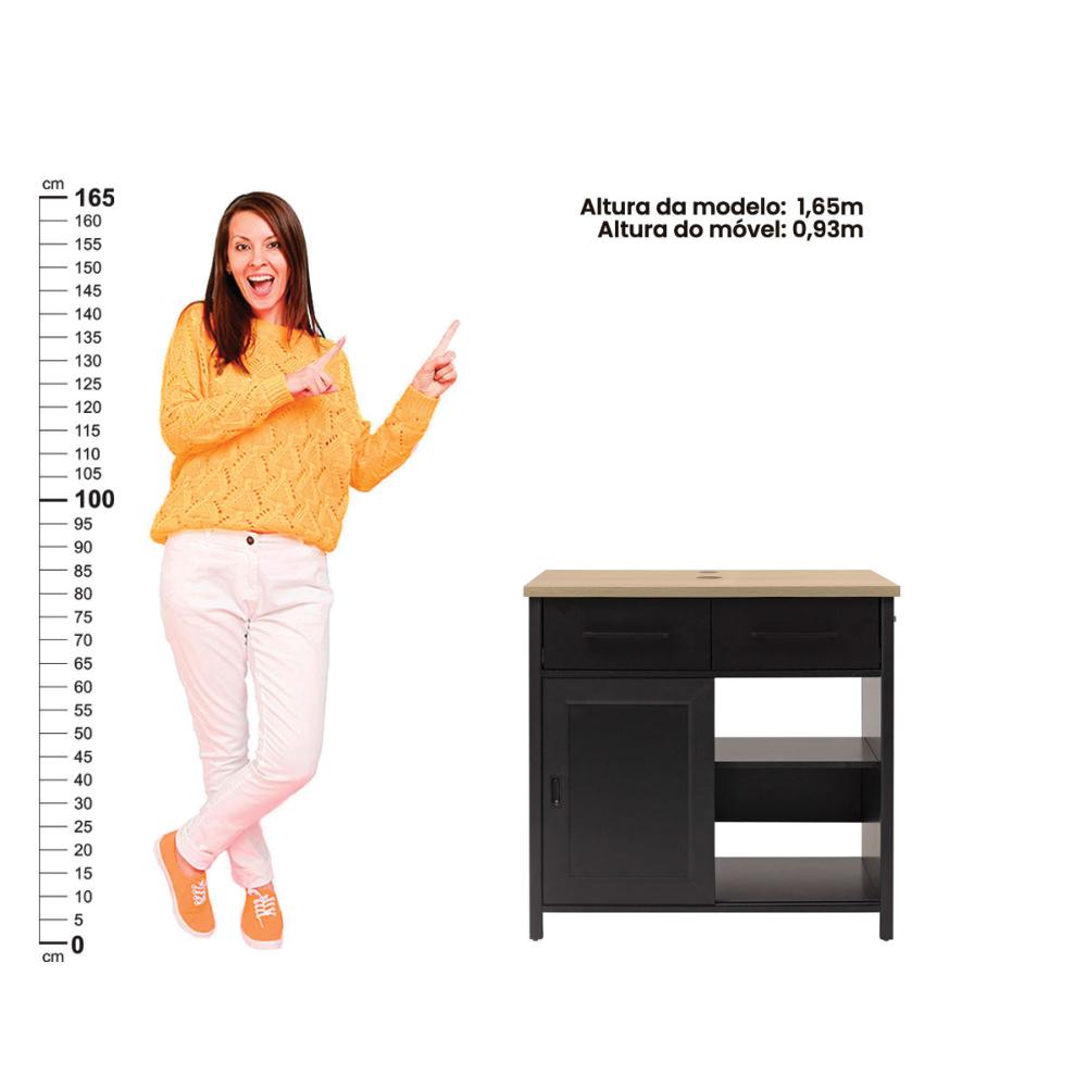 Gabinete Armário Banheiro Ditália BN-04 cor:preto
